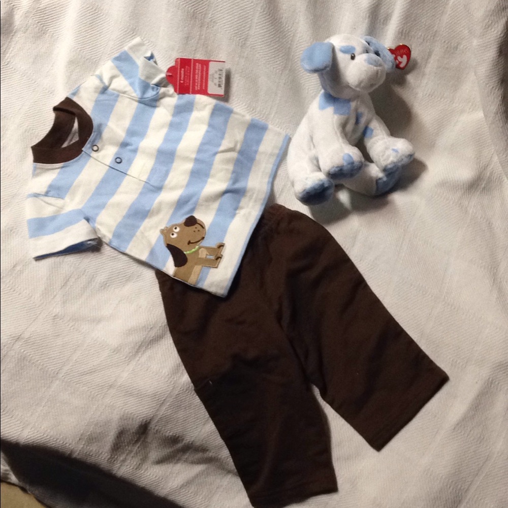 6m puppy outfit and plush set NEW